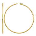 14k 2x70mm Polished Lightweight Round Tube Hoop Earrings, 70 x 2 mm