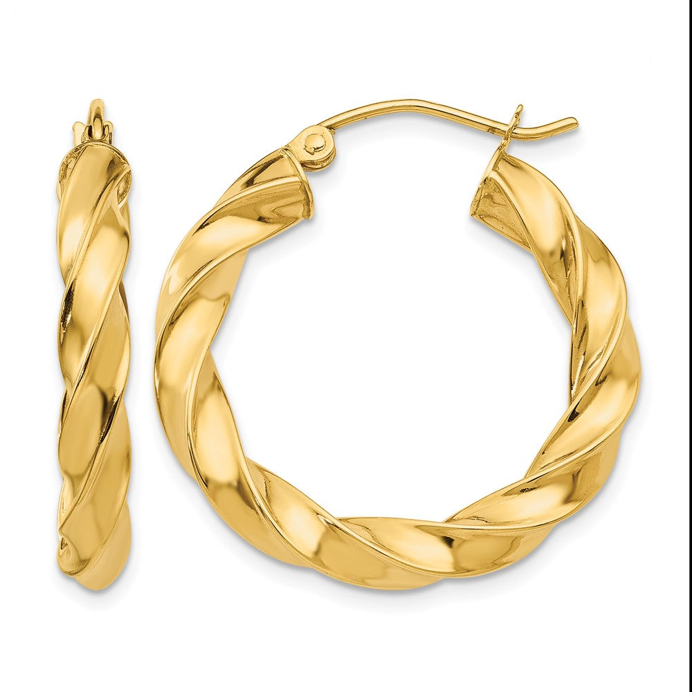 14k Light Twisted Hoop Earrings, 26.25 x 4 mm