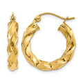 14k Light Twisted Hoop Earrings, 19.5 x 4 mm
