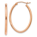 14k Rose Gold 2x30mm Polished Oval Tube Hoop Earrings, 33 x 2 mm