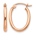 14k Rose Gold 2x19mm Polished Oval Tube Hoop Earrings, 21 x 2 mm