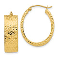 14k Diamond Cut Oval Hoop Earrings, 30.25 x 7.5 mm