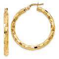 14k Polished/Textured Post Hoop Earring, 33 x 3.25 mm