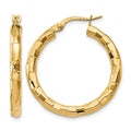 14k Polished/Textured Post Hoop Earring, 27 x 3.25 mm