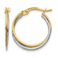 14K Two-Tone Polished Hoop Earrings, 20 x 4 mm