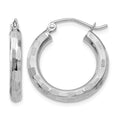 14k White Gold 3x25mm Diamond-cut Tube Hoop Earrings, 25 x 3 mm