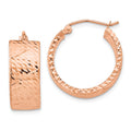 14k Rose Gold Diamond Cut Hoop Earrings, 22 x 8 mm