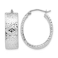 14k White Gold Diamond Cut Hoop Earrings, 30.25 x 7.5 mm