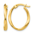 14K Gold Polished Twisted Oval Hoop Earrings, 18 x 2 mm