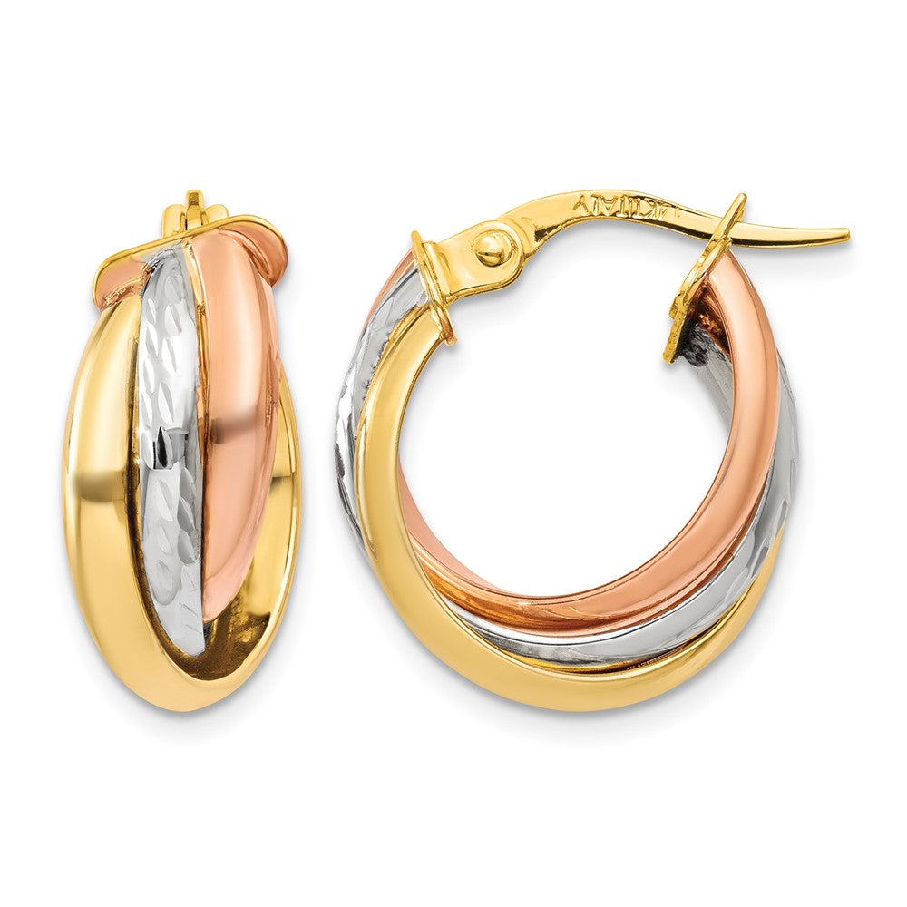 14K Tri-color Polished Hoop Earring, 21 x 6 mm