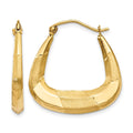 14k Polished, Satin and Diamond-cut Hoop Earrings, 23 x 3.5 mm