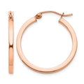 14k Rose Gold 2x25mm Polished Lightweight Square-Tube Hoop Earrings, 25 x 2 mm