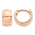 14k Rose Gold Round Hinged Hoop Earrings, 9.75 x 5 mm
