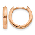 14k Rose Gold 1.8mm Round Hinged Hoop Earrings, 10.5 x 2.25 mm