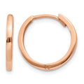 14k Rose Gold Round Hinged Hoop Earrings, 13 x 1.75 mm