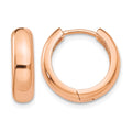14k Rose Gold Round Hinged Hoop Earrings, 15 x 4 mm