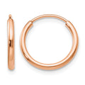 14k Rose Gold 1.5x15mm Polished Endless Tube Hoop Earrings, 14 x 1.5 mm