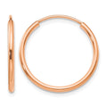 14k Rose Gold 1.5x17mm Polished Endless Tube Hoop Earrings, 18 x 1.5 mm
