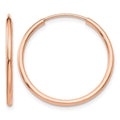 14k Rose Gold 1.5x23mm Polished Endless Tube Hoop Earrings, 20 x 1.5 mm