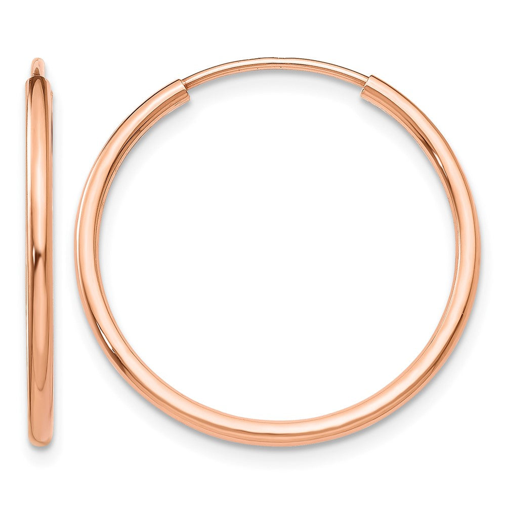 14k Rose Gold 1.5x23mm Polished Endless Tube Hoop Earrings, 20 x 1.5 mm