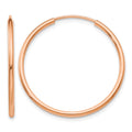 14k Rose Gold 1.5x26mm Polished Endless Tube Hoop Earrings, 25 x 1.5 mm