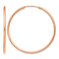 14k Rose Gold 1.5x38mm Polished Endless Tube Hoop Earrings, 40 x 1.5 mm