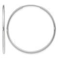 14k White Gold 1.2x30mm Polished Endless Tube Hoop Earrings, 30 x 1.25 mm