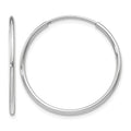 14k White Gold 1.2x25mm Polished Endless Tube Hoop Earrings, 25 x 1.25 mm