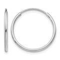 14k White Gold 1.2x20mm Polished Endless Tube Hoop Earrings, 20 x 1.25 mm
