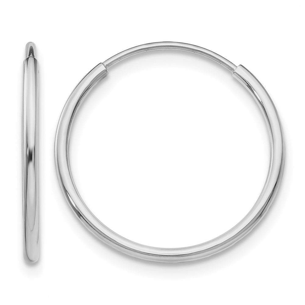 14k White Gold 1.2x20mm Polished Endless Tube Hoop Earrings, 20 x 1.25 mm