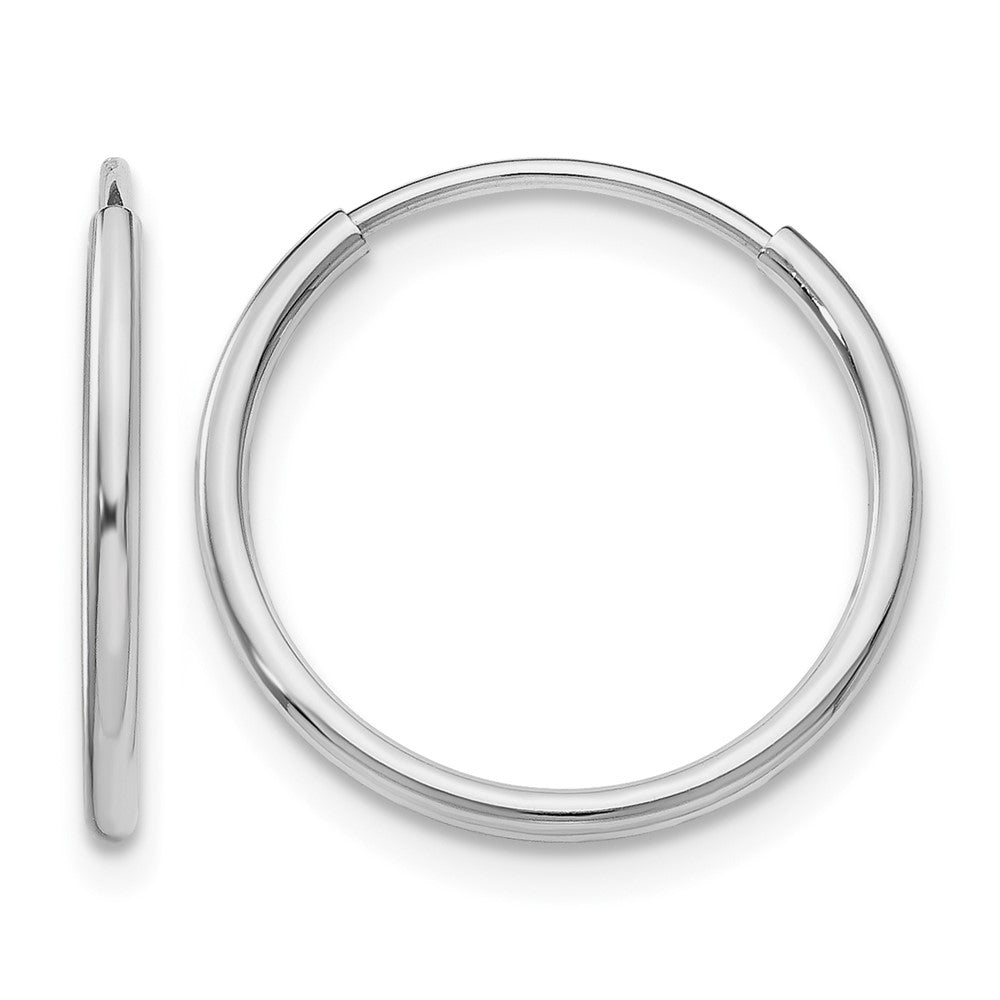 14k White Gold 1.2x16mm Polished Endless Tube Hoop Earrings, 16 x 1.25 mm
