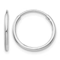 14k White Gold 1.2x14mm Polished Endless Tube Hoop Earrings, 14 x 1.25 mm