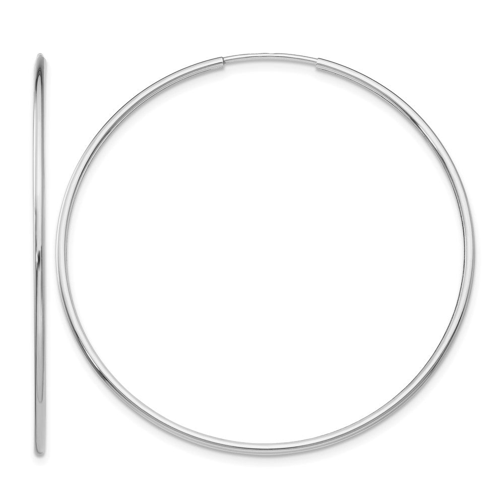 14k White Gold 1.2x46mm Polished Endless Tube Hoop Earrings, 45 x 1.25 mm