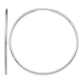 14k White Gold 1.2x40mm Polished Endless Tube Hoop Earrings, 40 x 1.25 mm