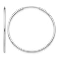 14k White Gold 1.2x34mm Polished Endless Tube Hoop Earrings, 35 x 1.25 mm