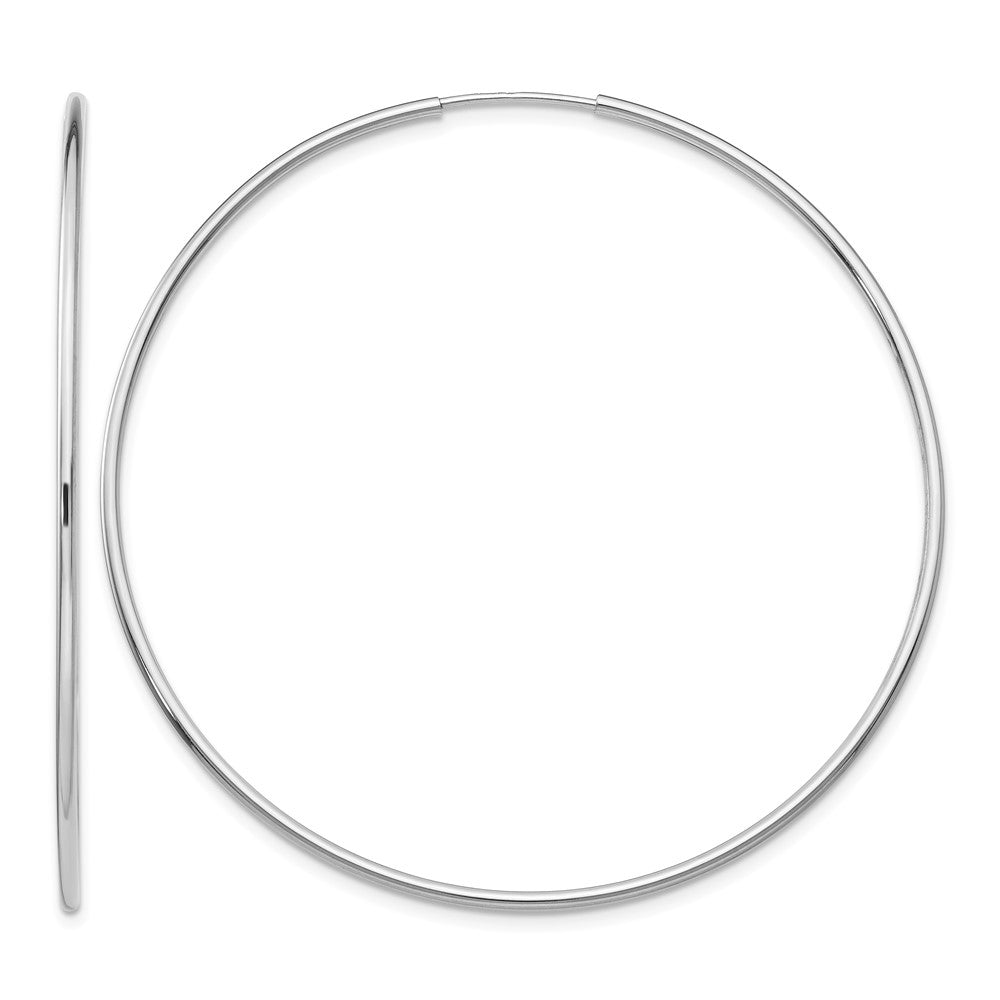 14k White Gold 1.2x54mm Polished Endless Tube Hoop Earrings, 55 x 1.25 mm