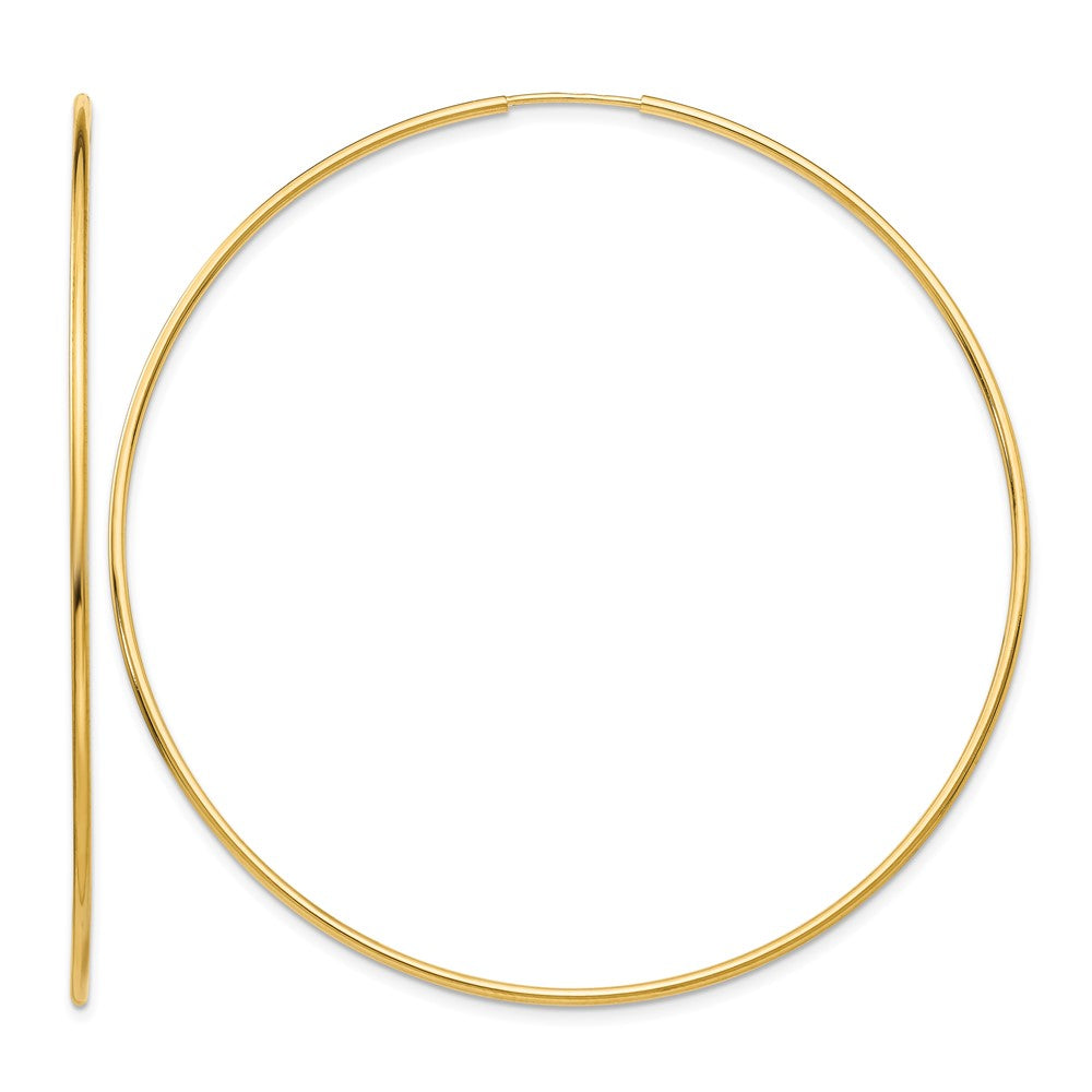 14k 1.2x63mm Polished Endless Tube Hoop Earrings, 60 x 1.25 mm