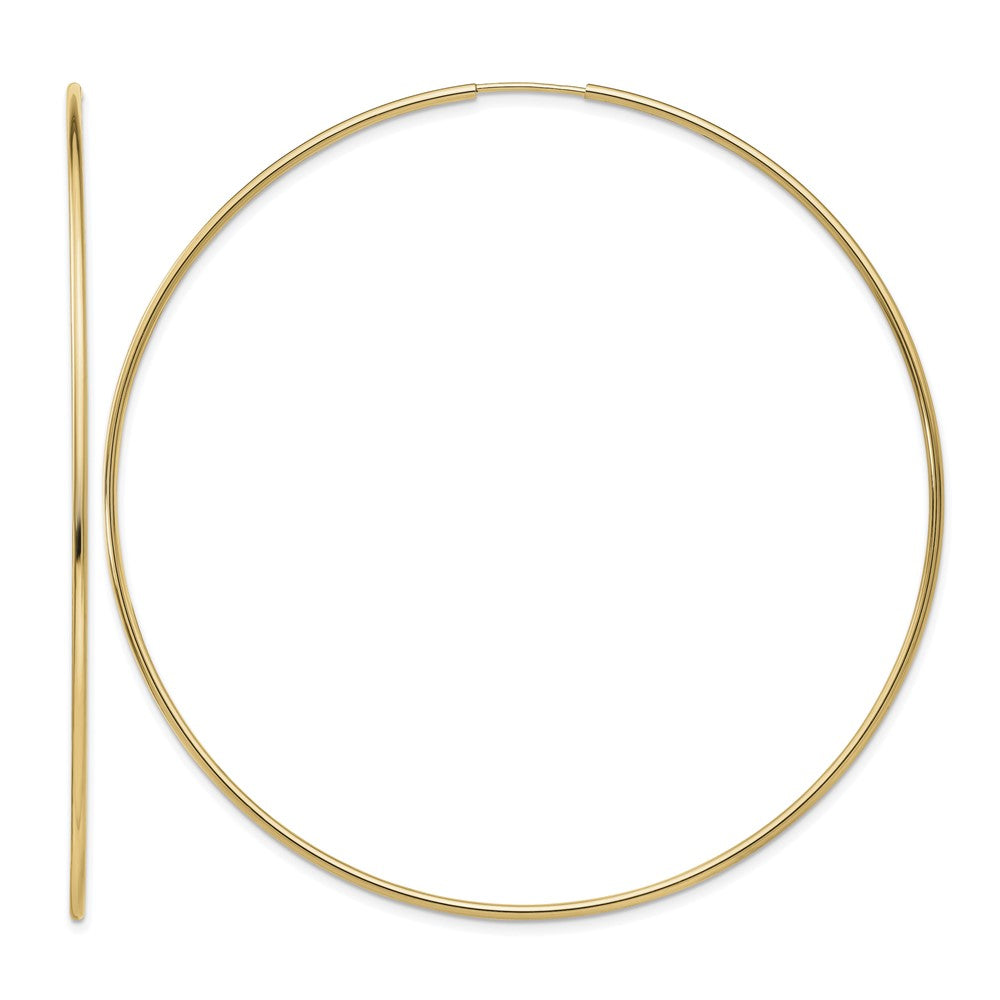 14k 1.2x69mm Polished Endless Tube Hoop Earrings, 70 x 1.25 mm