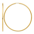 14K 2x70mm Polished Endless Tube Hoop Earrings, 70 x 2 mm