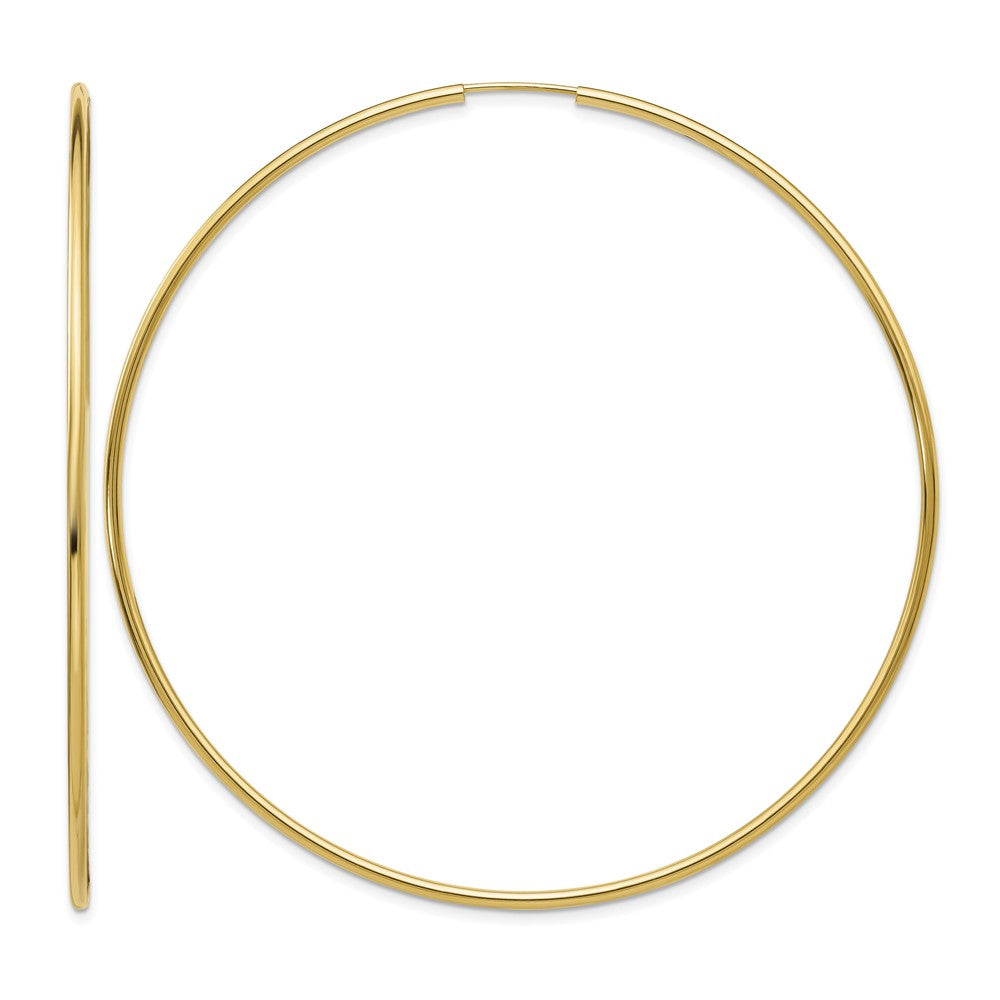 14K 1.2x74mm Polished Endless Tube Hoop Earrings, 75 x 1.25 mm
