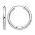 14k White Gold 3.00x25mm Polished Endless Tube Hoop Earrings, 25 x 3 mm