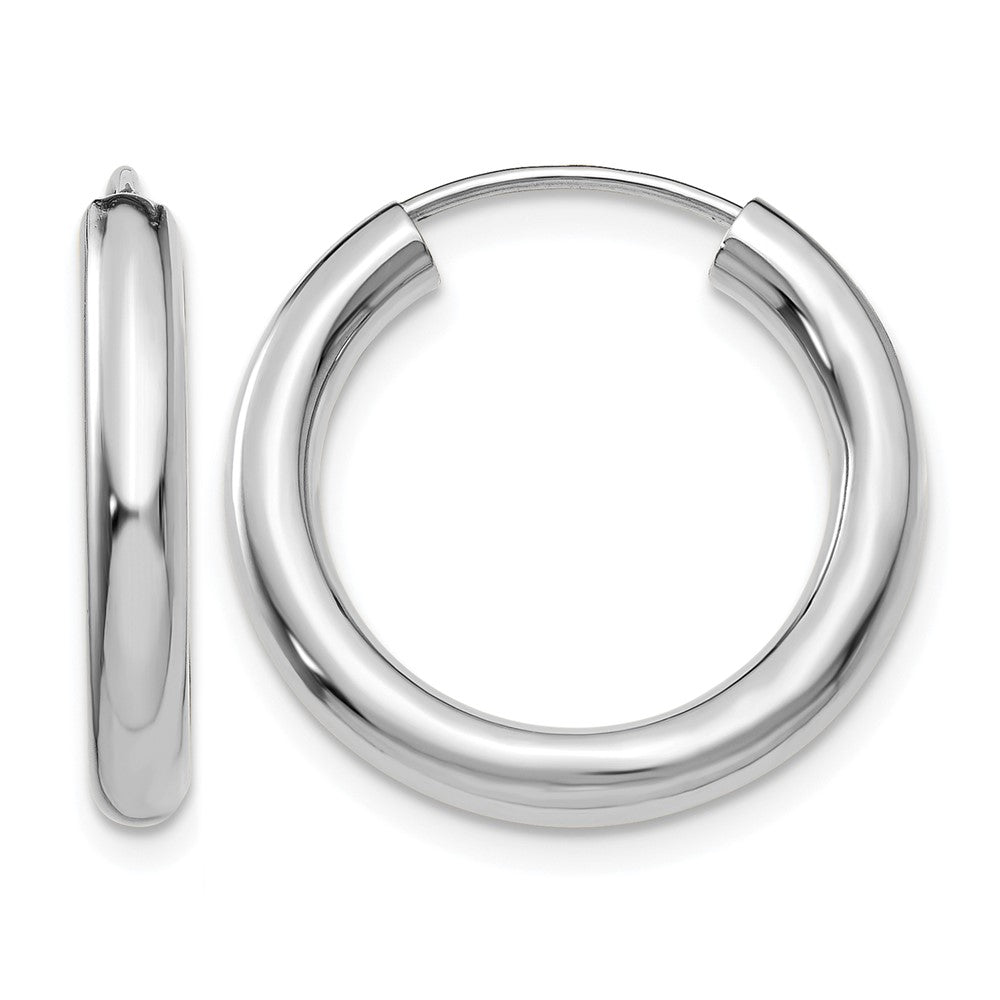 14k White Gold 3.00x20mm Polished Endless Tube Hoop Earrings, 20 x 3 mm