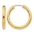 14k 3.00x25mm Polished Endless Tube Hoop Earrings, 25 x 3 mm