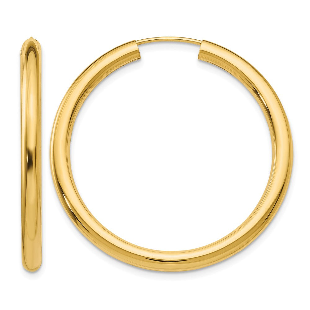 14k 3.00x35mm Polished Endless Tube Hoop Earrings, 35 x 3 mm