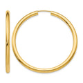 14k 3.00x45mm Polished Endless Tube Hoop Earrings, 45 x 3 mm