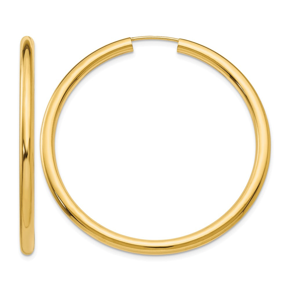 14k 3.00x45mm Polished Endless Tube Hoop Earrings, 45 x 3 mm