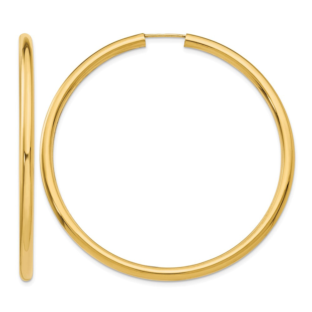 14k 3.00x55mm Polished Endless Tube Hoop Earrings, 55 x 3 mm