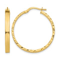 14K 3x32mm Polished with Diamond-Cut Edge Tube Hoop Earrings, 32.25 x 3 mm