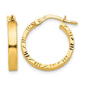 14K 3x20mm Polished with Diamond-Cut Edge Tube Hoop Earrings, 20 x 3 mm