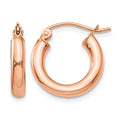 14k Rose Gold 3x16mm Polished Lightweight Tube Hoop Earrings, 16 x 3 mm